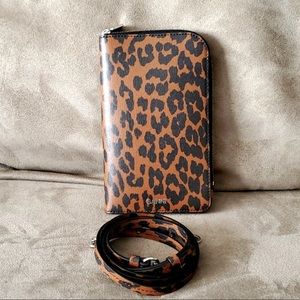 GANNI leopard crossbody phone pouch bag